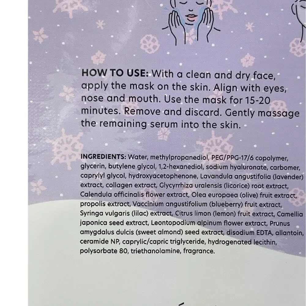 Celavi Peanuts Snoopy Nourishing Face Mask Lavender Collagen Hydrating Sheet